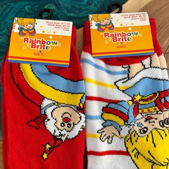 Rainbow Brite Socks - Red and Multicolor - Picture 2 of 3